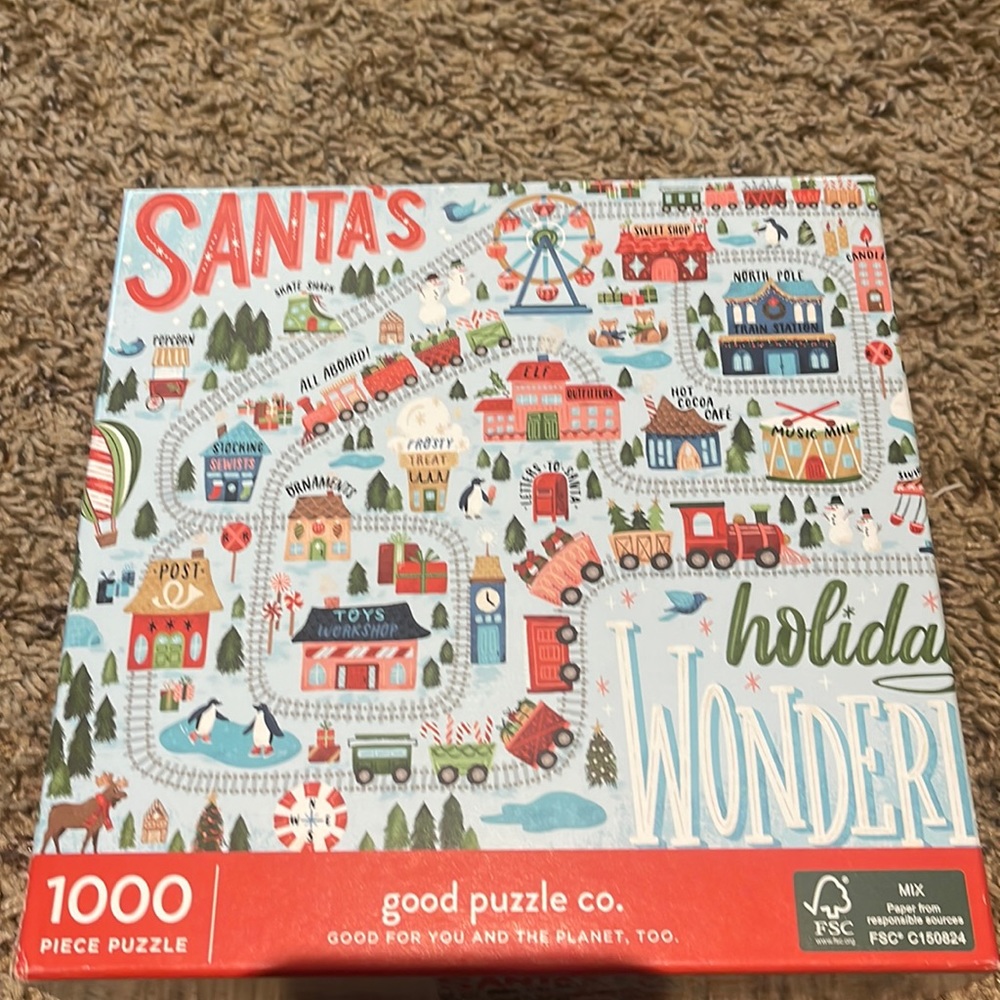 Puzzle-Christmas winter wonderland Santas, 1000 piece puzzle.